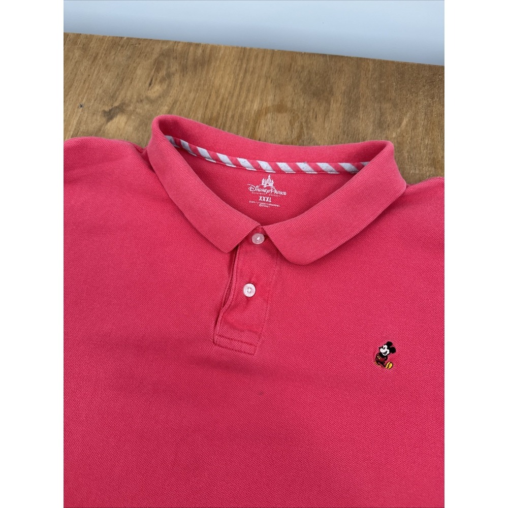Disney Parks Short Sleeve Pique Polo Men's 3XL Pink Mickey Mouse Casual Vacation